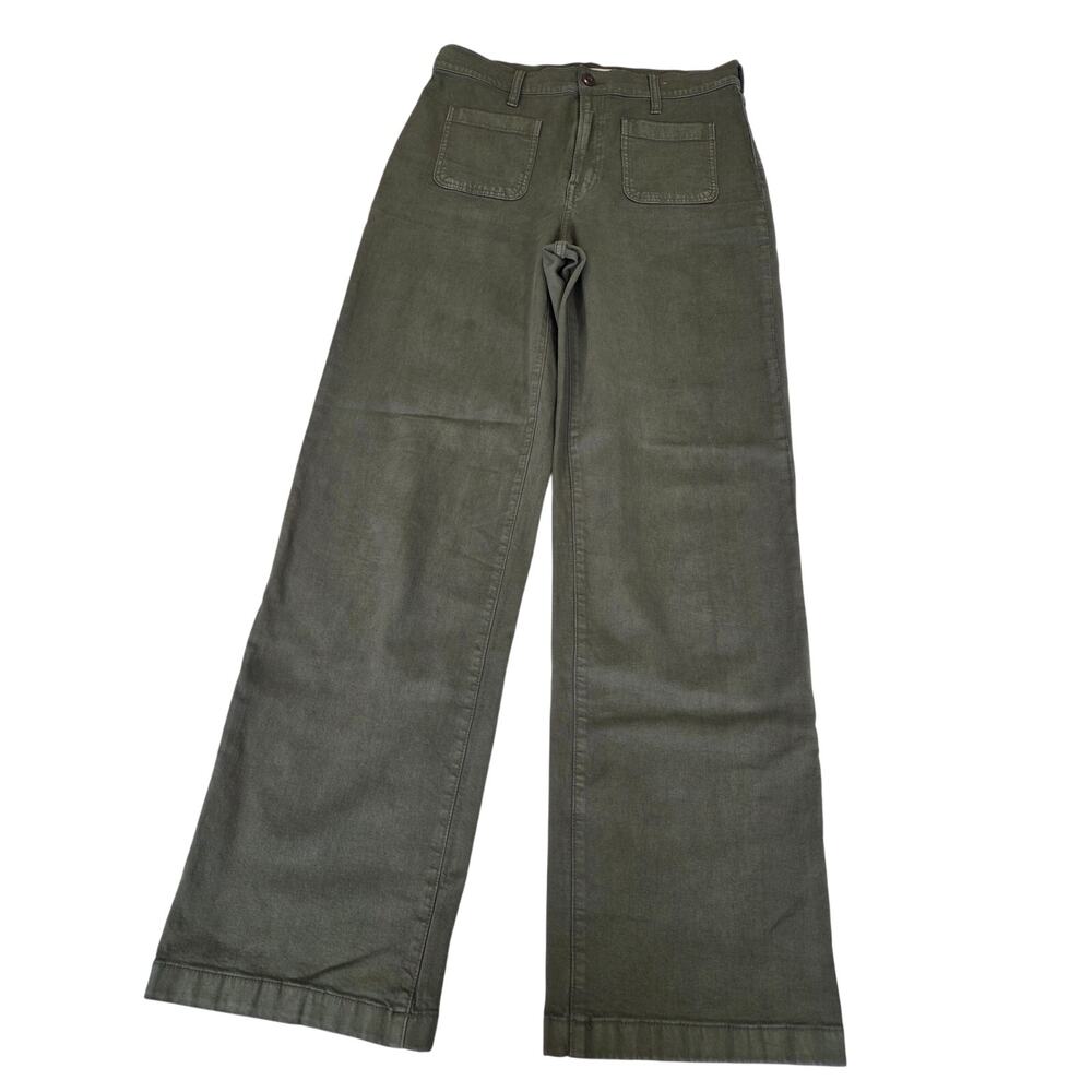 Madewell Pants Womens 29 Emmett Wide Leg Olive Green Army Stretch